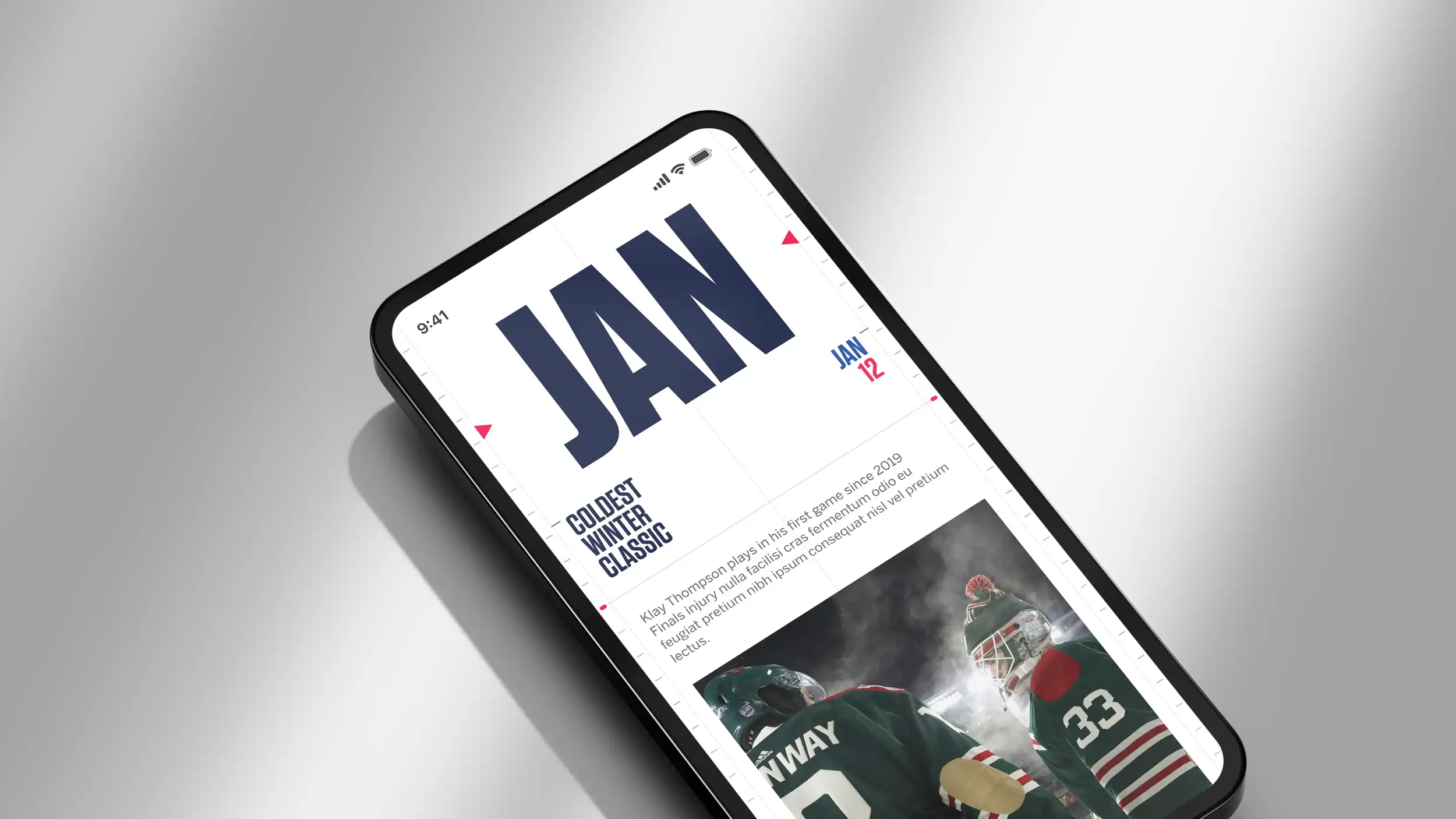 Image of mobilephone with big bold title saying JAN