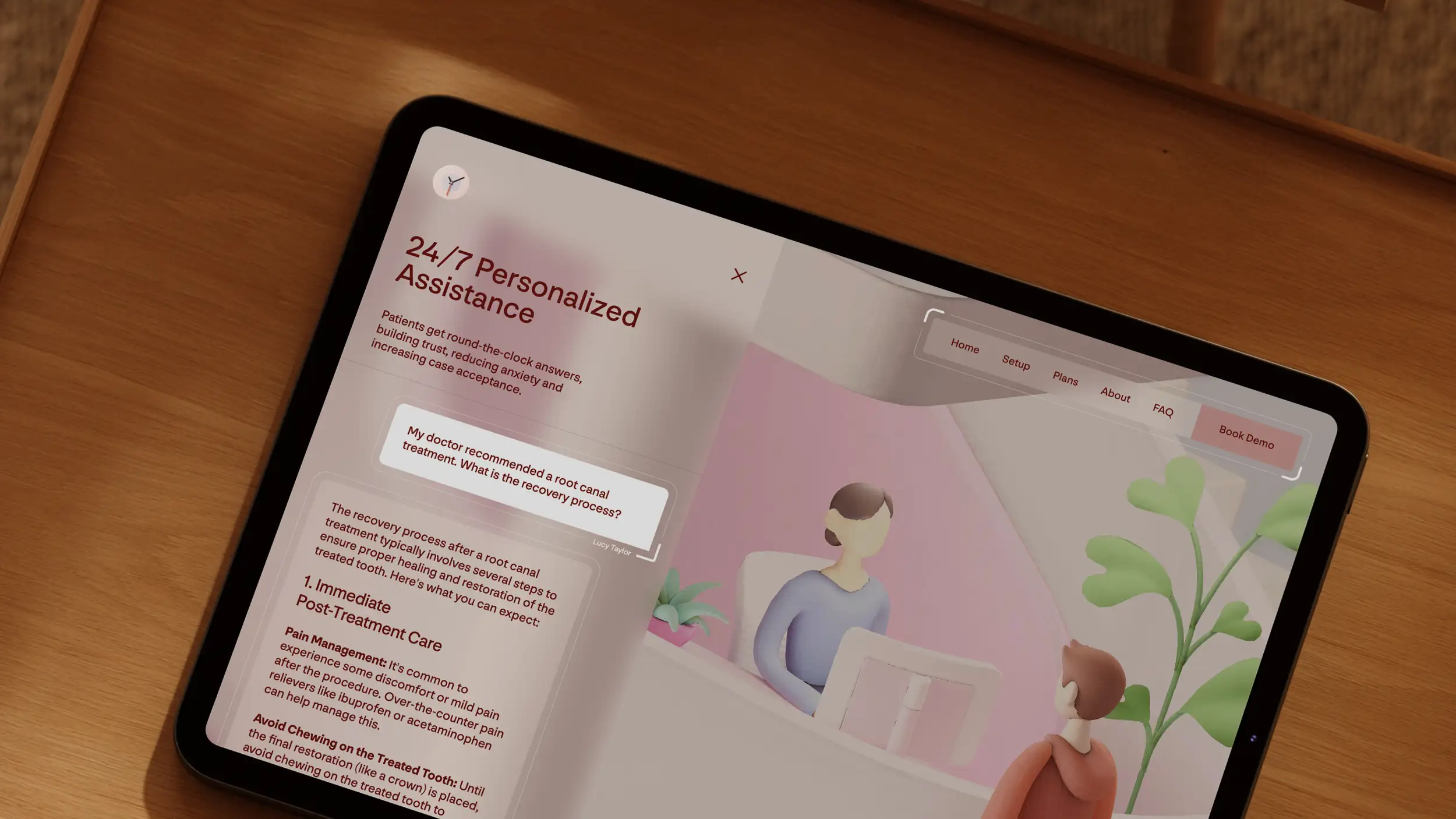 tablet of a ui dashboard on top of 3d illustrated characters